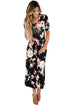 Sexy Casual Pocket Design Black Floral Dress